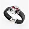 Leren Armband met Grote Stalen Schedel