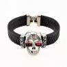 Leren Armband met Grote Stalen Schedel