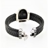 Leren Armband met Grote Stalen Schedel