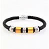 Gevlochten Zwart Leren Armband met RVS