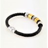 Gevlochten Zwart Leren Armband met RVS