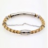 Lichtbruin Leren Armband met Ronde Stalen Hanger Strass