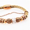 Lichtbruin Leren Armband met Roségoudkleurige Stalen Elementen