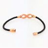 Zwart Leren Armband met Roségoudkleurig Stalen Infinity Symbool