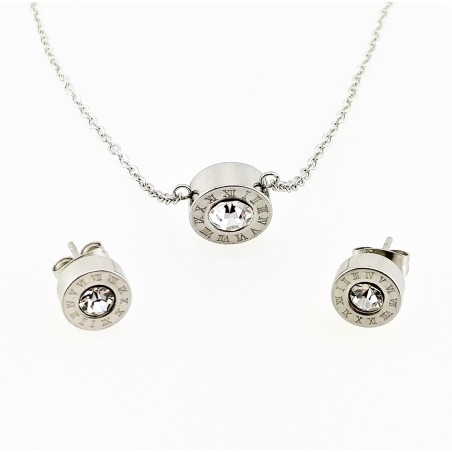 Roestvrijstalen Romeinse Oorbellen en Ketting met Hanger