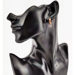 ∅10mm Oorringen met Zirkonia Hanger - Roségoud RVS - Dames Oorbellen