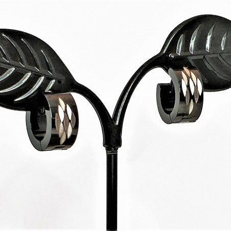 Brede Zwarte Roestvrijstalen Oorringen