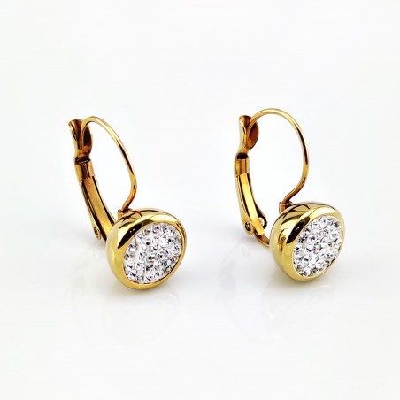 Goudkleurige Roestvrijstalen Klap Oorbellen met Strass steentjess