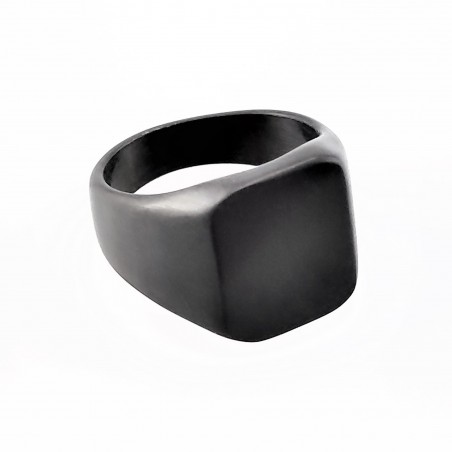 Zegelring Heren - Stalen Zwart PVD Coating - Vierkante Ring