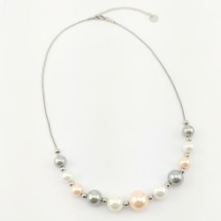RVS Ketting met Multicolor Kristal Parels