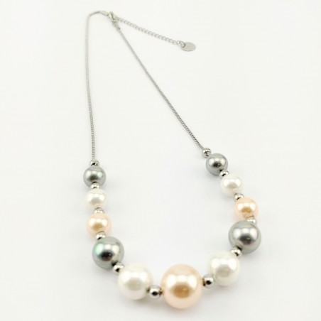 RVS Ketting met Multicolor Kristal Parels
