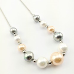 RVS Ketting met Multicolor Kristal Parels