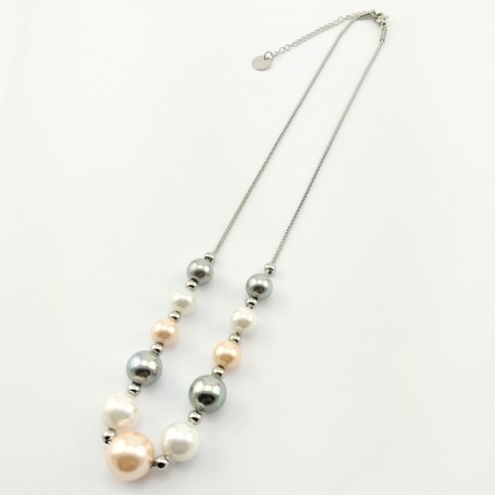 RVS Ketting met Multicolor Kristal Parels