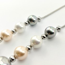 RVS Ketting met Multicolor Kristal Parels