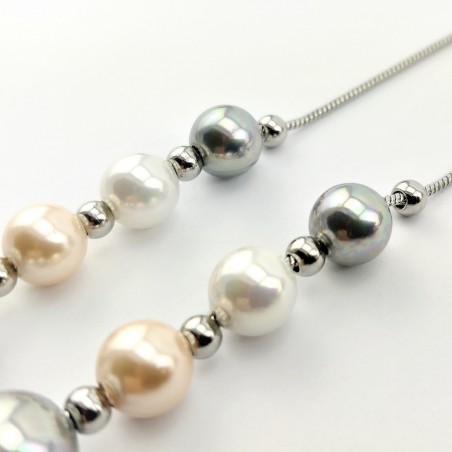 RVS Ketting met Multicolor Kristal Parels