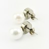 Zilverkleurige RVS Parel Oorbellen met Kristal