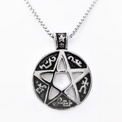 Grote Roestvrijstalen Medaillon Pentagram