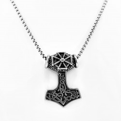 RVS Thor's Hammer Hanger met Maltezer Kruis