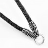 75cm x 6mm Zwarte Leren + RVS Ring Ketting