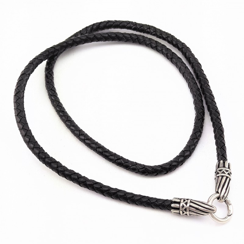 Verstrikking ritme Idioot 75cm x 6mm Zwarte Leren + RVS Ring Ketting Kleur Zwart Ketting Lengte 75 cm Verstrikking ritme Idioot 75cm x 6mm Zwarte Leren + RVS Ring Ketting Kleur Zwart Ketting Lengte 75 cm