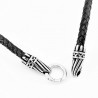 75cm x 6mm Zwarte Leren + RVS Ring Ketting
