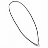 75cm x 4mm Zwarte Leren + RVS Ring Ketting