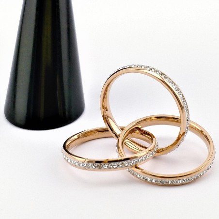 3-in-1 Roségoud Roestvrijstalen Ring met Zirkonia's