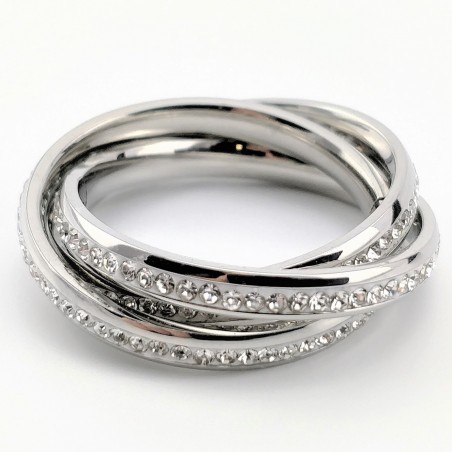 3-in-1 Roestvrijstalen Ring met Zirkonia's