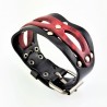 Brede Armband van Zwart/Rood Buffelleer