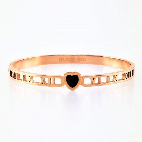 Roségoudkleurige Roestvrijstalen Hart-Slavenarmband