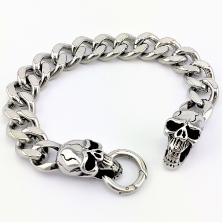 Roestvrijstalen Biker Armband met Schedels