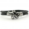Dubbele Leren Armband met Roestvrijstalen Fleur de Lis