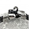 Dubbele Leren Armband met Roestvrijstalen Fleur de Lis