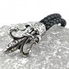Dubbele Leren Armband met Roestvrijstalen Fleur de Lis
