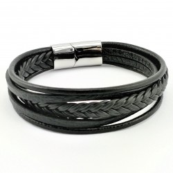 Zwarte Leren Armband Stijl...