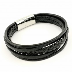 Zwarte Leren Armband Stijl 5-in-1