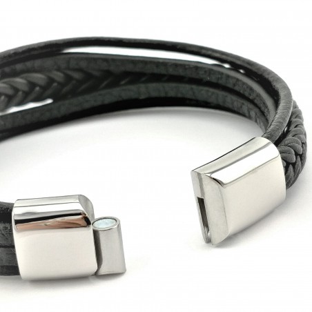 Zwarte Leren Armband Stijl 5-in-1