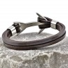 Donkerbruine Leren Armband met 316L RVS-Anker