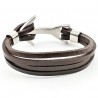 Donkerbruine Leren Armband met 316L RVS-Anker