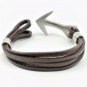 Donkerbruine Leren Armband met 316L RVS-Anker
