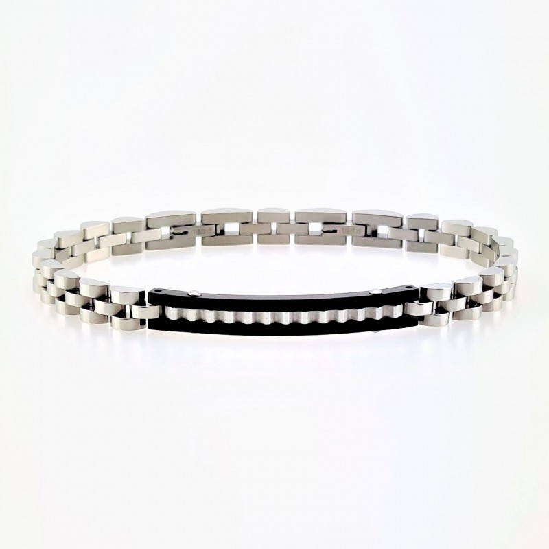 Klassieke Stijl Zwart/zilverkleurige Roestvrijstalen Armband