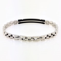 Klassieke Stijl Zwart/zilverkleurige Roestvrijstalen Armband