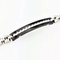 Klassieke Stijl Zwart/zilverkleurige Roestvrijstalen Armband