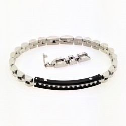 Klassieke Stijl Zwart/zilverkleurige Roestvrijstalen Armband
