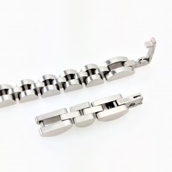 Klassieke Stijl Zwart/zilverkleurige Roestvrijstalen Armband