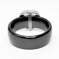 Breedte Zwarte Keramiek Ring met Hart
