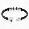 Zwart Gevlochten Leren Armband met Ankers