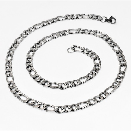 Gepolijst Roestvrijstalen Figaro Ketting 55cm x 7mm