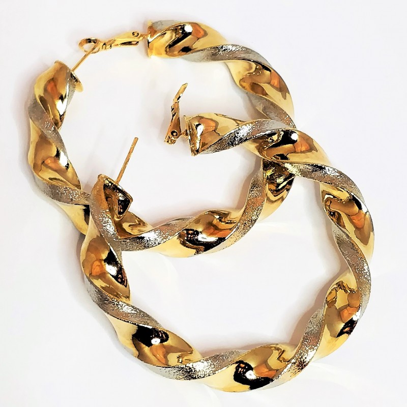 ∅60mm Wokkels Oorbellen - Goudkleurige/Zilver - Dames Oorringen