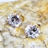 8mm Ronde RVS Oorbellen in Goudkleur met Zirkonia